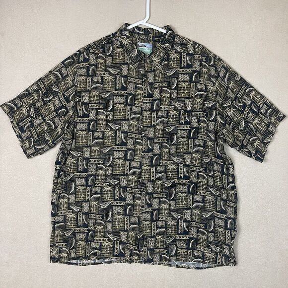 Reyn Spooner Shirt Men Extra Large Vintage Black Floral Hawaiian Button Up Adult - Picture 1 of 8